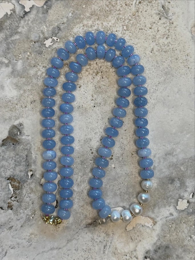 Pearl & Gemstone Jade Rondelle Necklace
